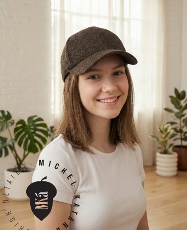 Кепка с козырьком, Бейсболка Мужская-Унисекс TWEED GLASGOW ACORN из твида (Плотная Костюмно-Блейзерная ШЕРСТЬ) TWEED.6-GLASGOW/ACORN